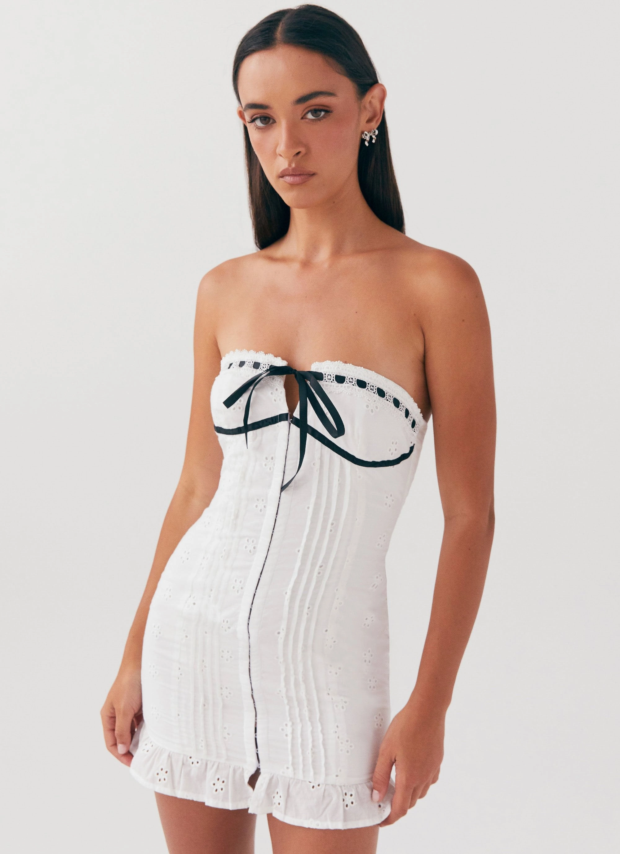 Lightweight-Structure Morning Wear Katana Mini Dress - White