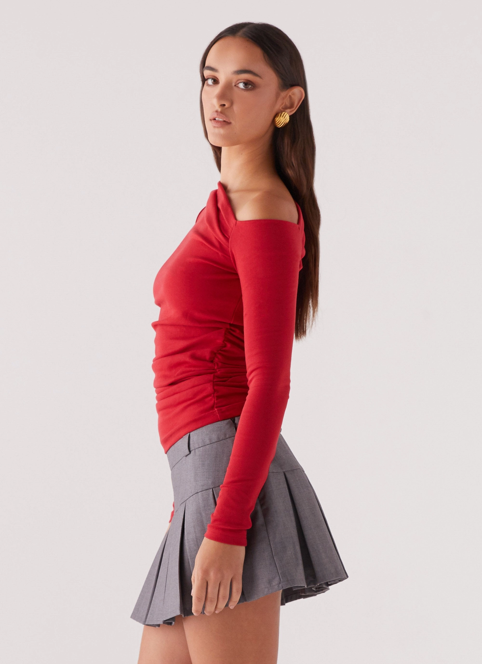 Light Flow Cruise Attire Danica Pleated Mini Skirt - Charcoal
