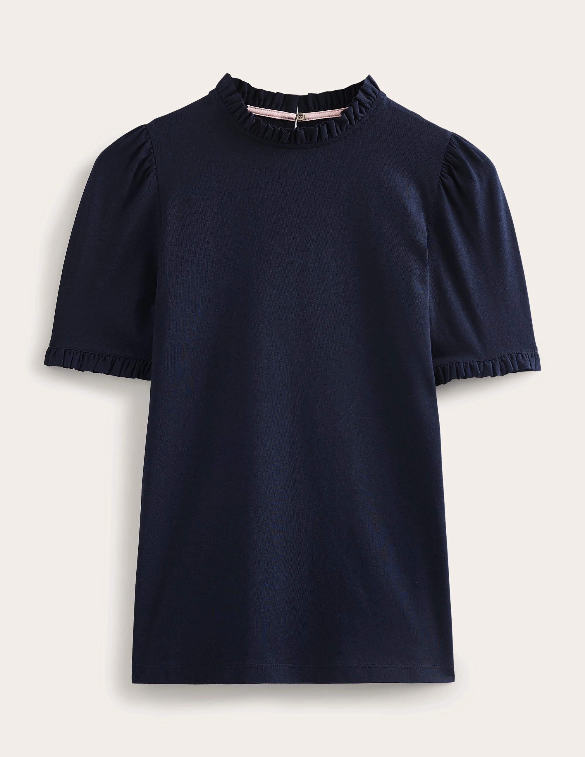 Supersoft Frill Detail T-shirt-Navy Sleeveless Top