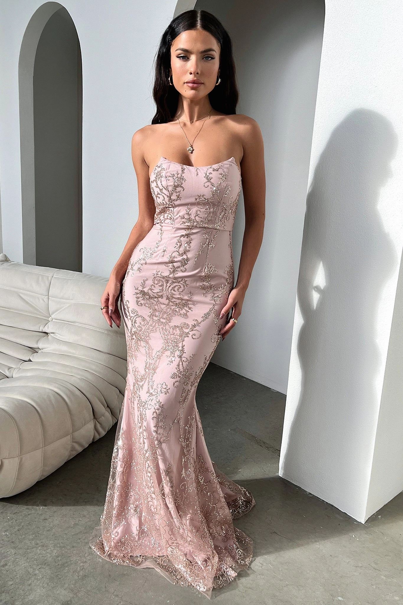 All Gender Fit Clean Cut Ardell Maxi Dress - Pink Glitter
