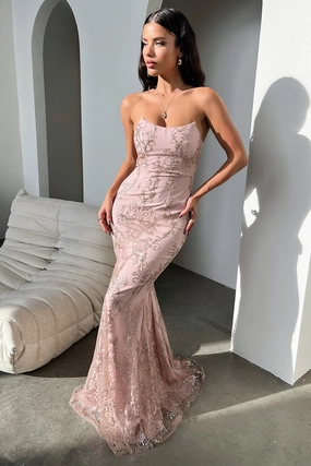 Refined Simplicity Ardell Maxi Dress - Pink Glitter