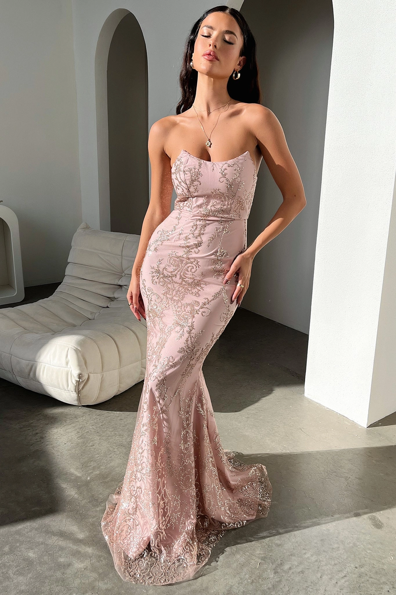 Tall Girl Ardell Maxi Dress - Pink Glitter