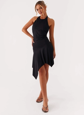 Dainty Finish Morning Glow Lilyana Low Back Halter Midi Dress - Black