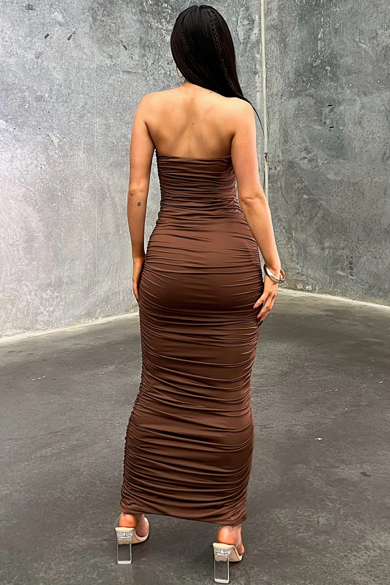 Tonic Maxi Dress - Brown New Spirit Draped Fabric