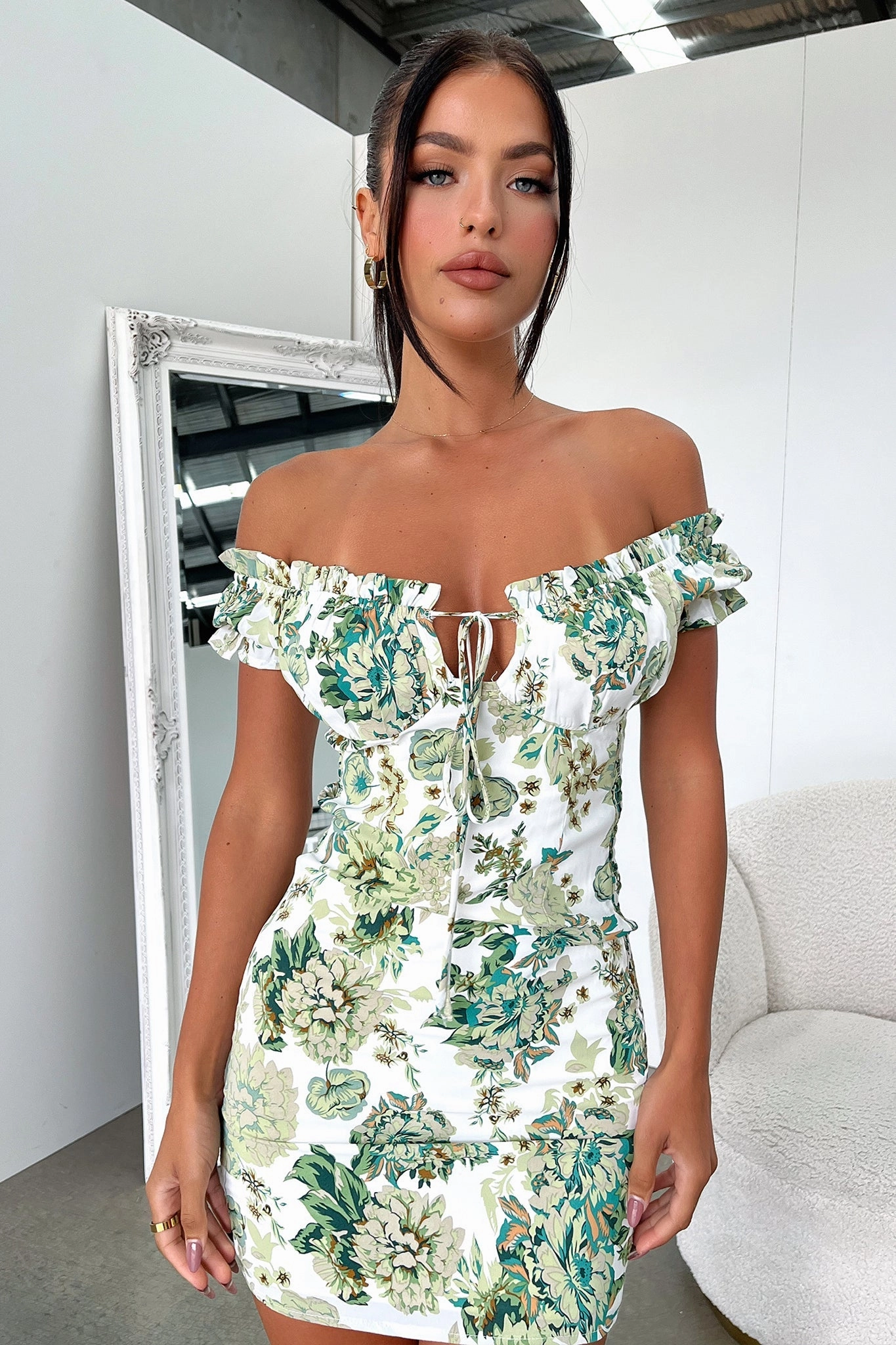 Relax Mode Maisie Dress - Green/White Floral