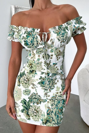 Maisie Dress - Green/White Floral Effortless Layering