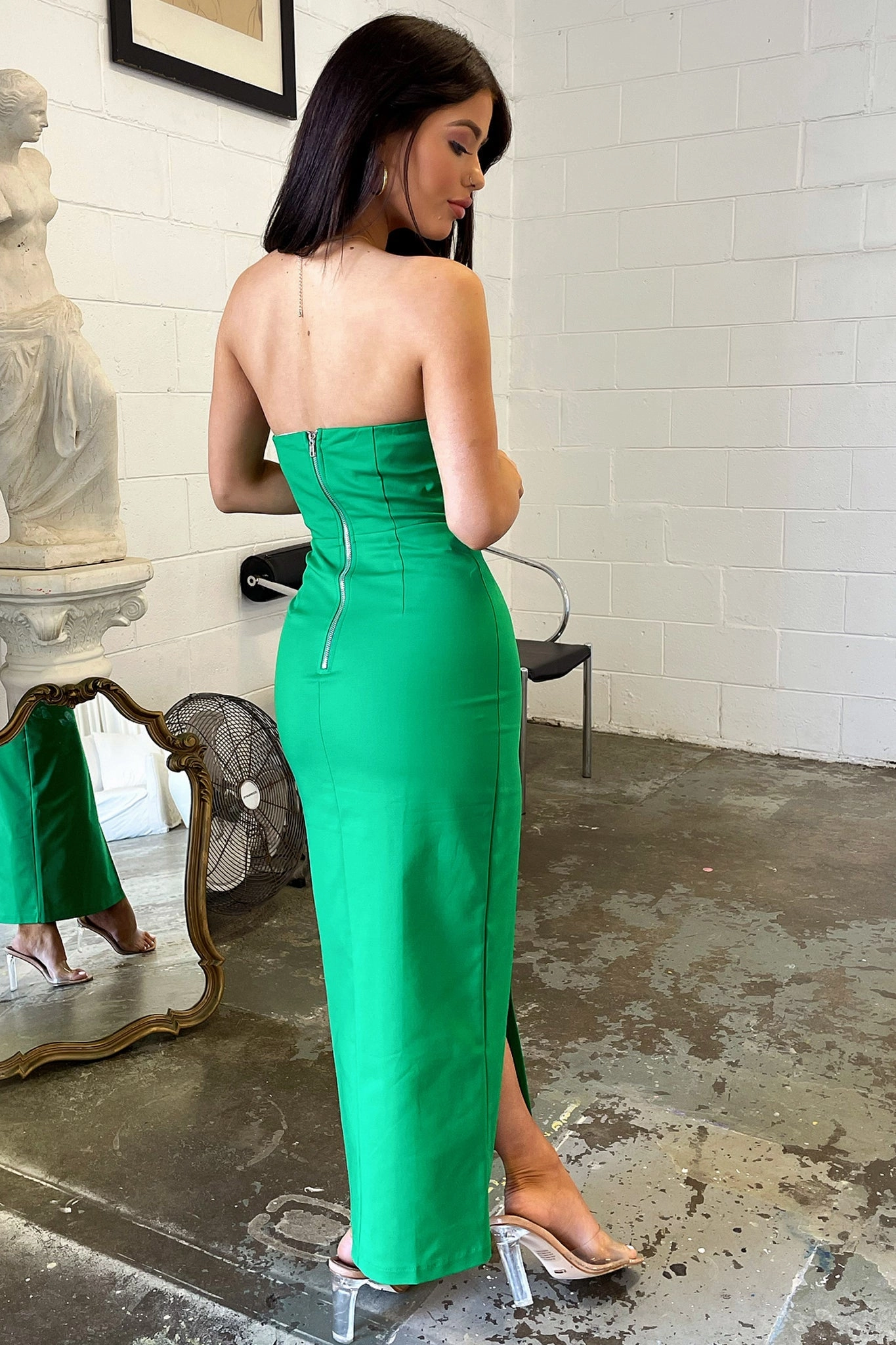 Soft Layers Easy to Wear Lane Strapless Maxi Dress - Green