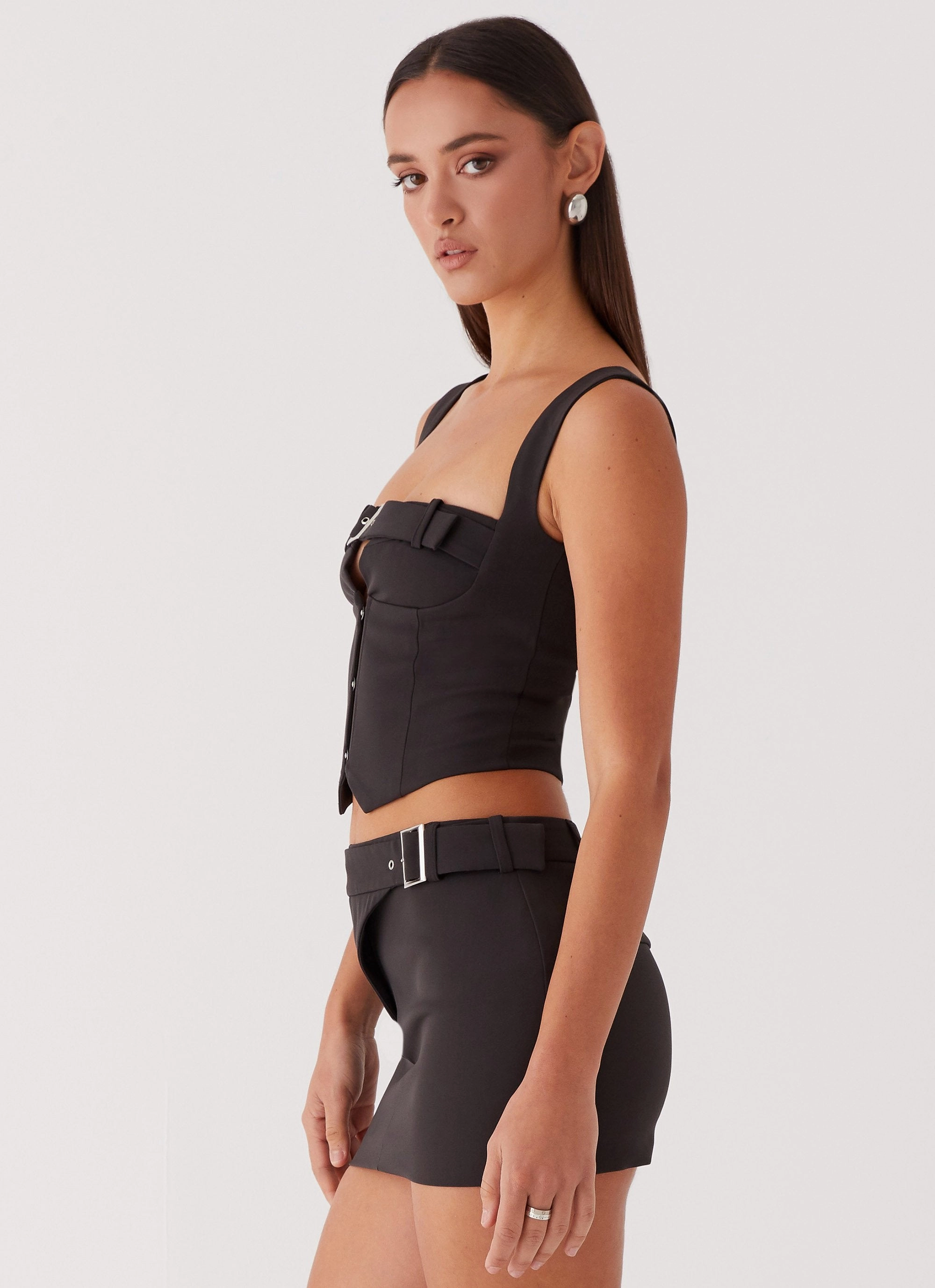 Lightweight Material Too Many Nights Belt Mini Skirt - Black