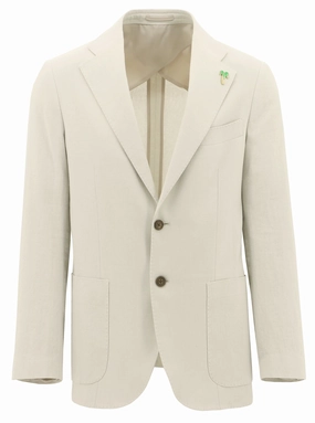 Genoa Sand Linen Sports Jacket Tapered Hem
