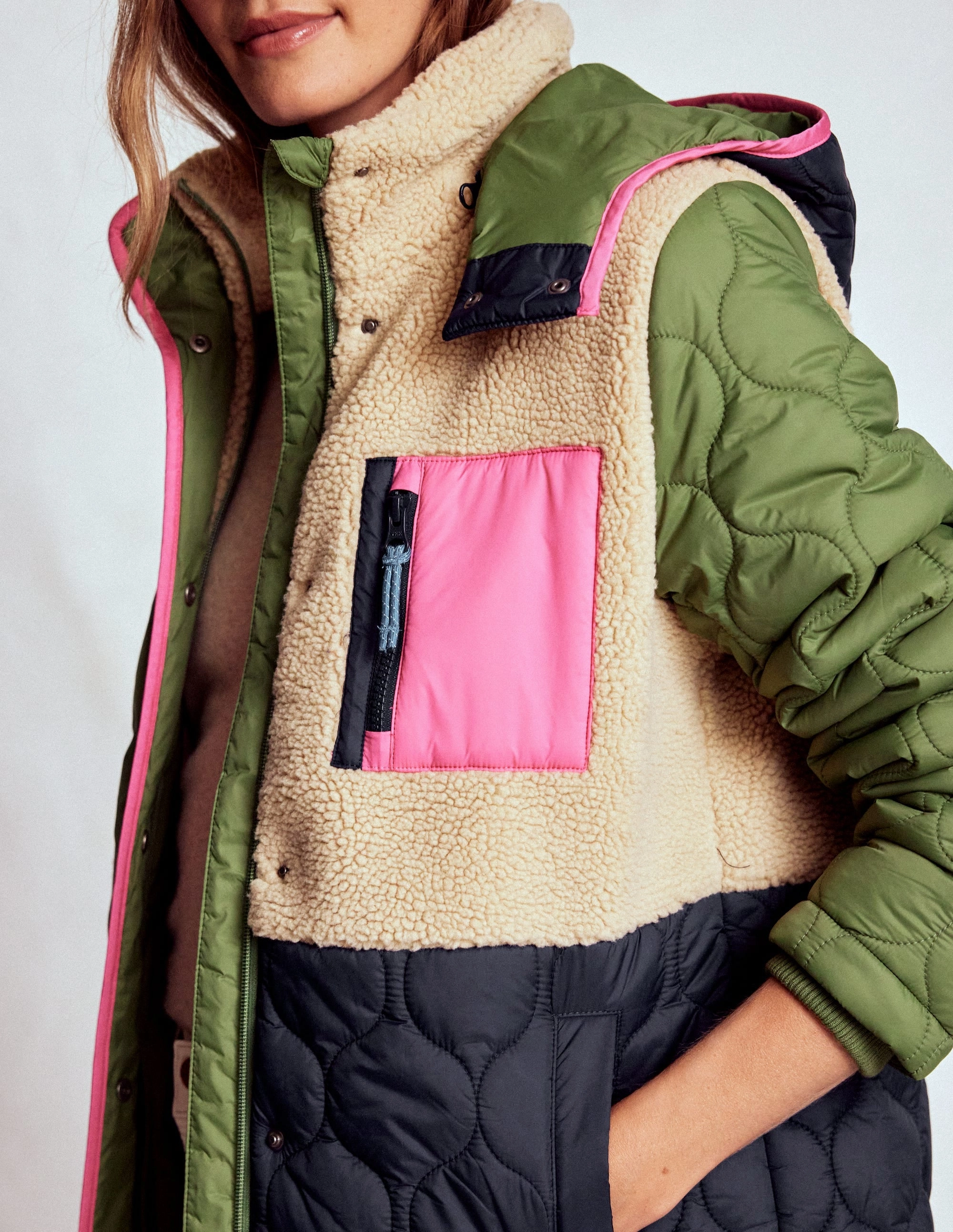 Borg Mix Coat-Multi Borg FleeceLined Abrasion resistant