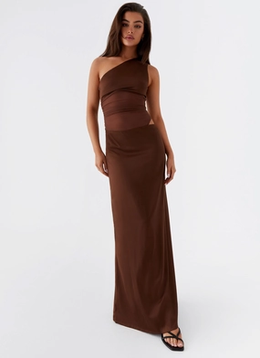 Stylish Fit Sleek Draping Juliette Maxi Dress - Chocolate