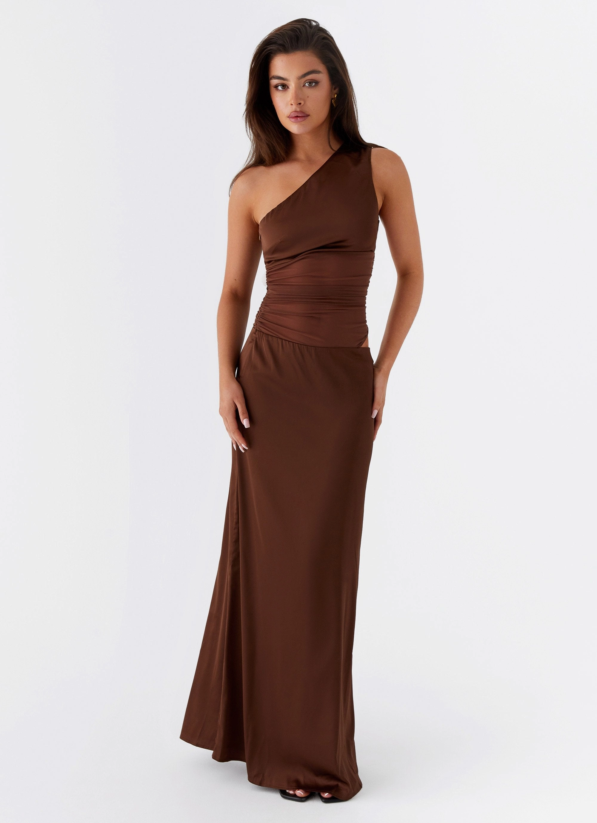 Juliette Maxi Dress - Chocolate Button-front