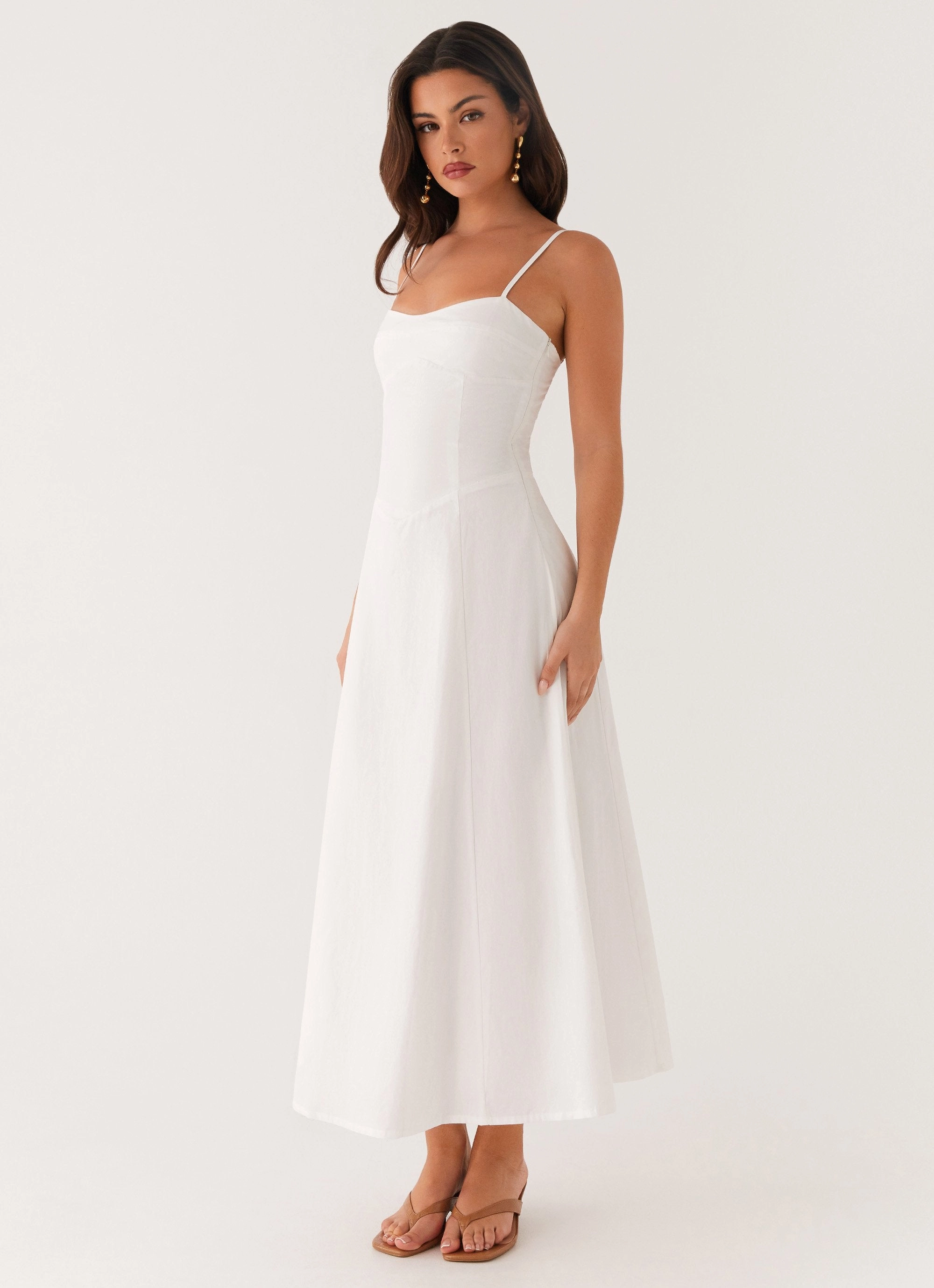 Pleated-Texture Chic Rhythm Noosa Midi Dress - White