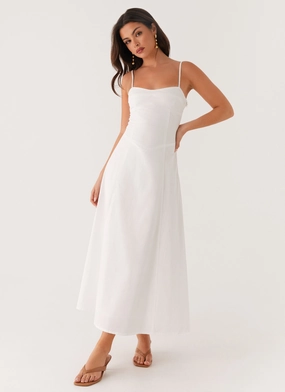 Noosa Midi Dress - White Comfy and Elegant