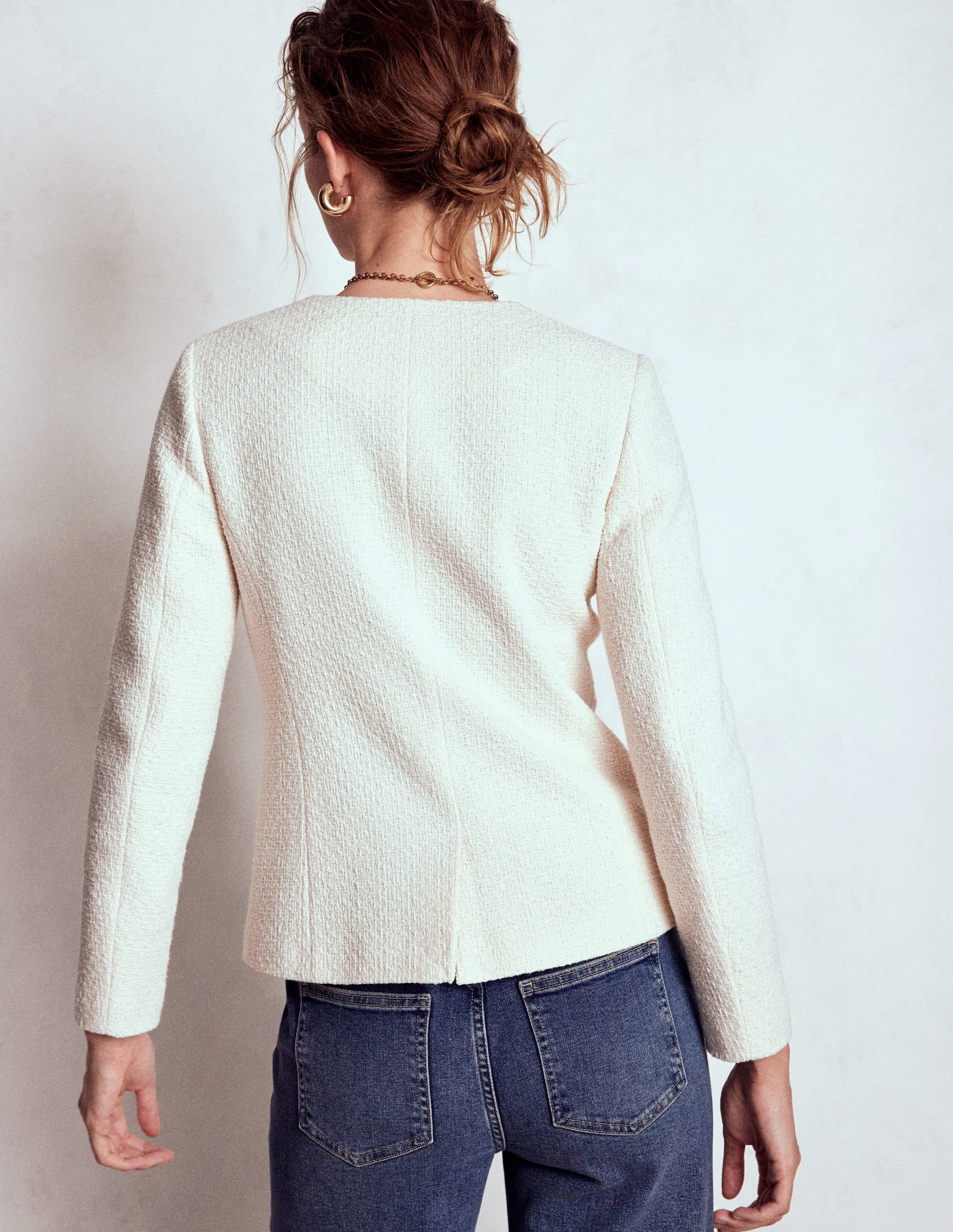 Hampstead Textured Blazer-Cream Texture Stylish Chill Piece