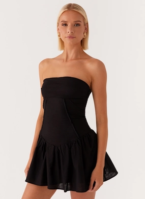 Comfortable and Flattering Larnie Linen Mini Dress - Black