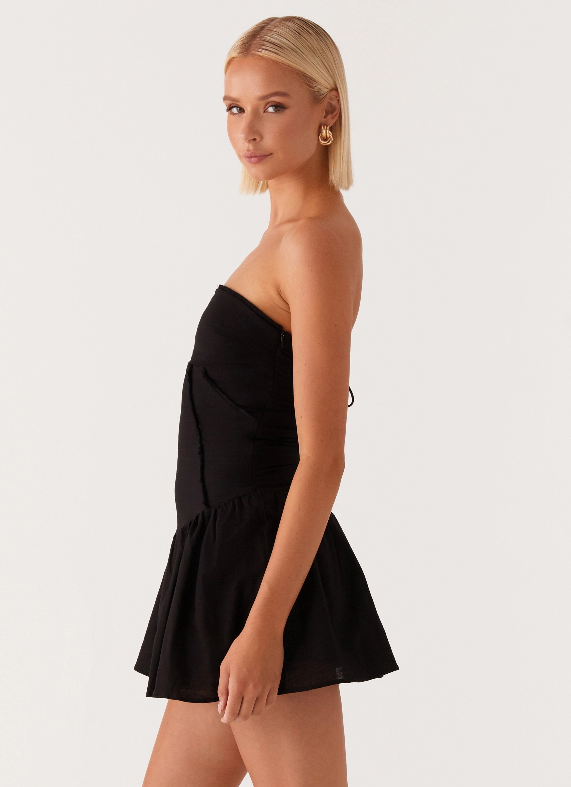 Larnie Linen Mini Dress - Black Sage Glow