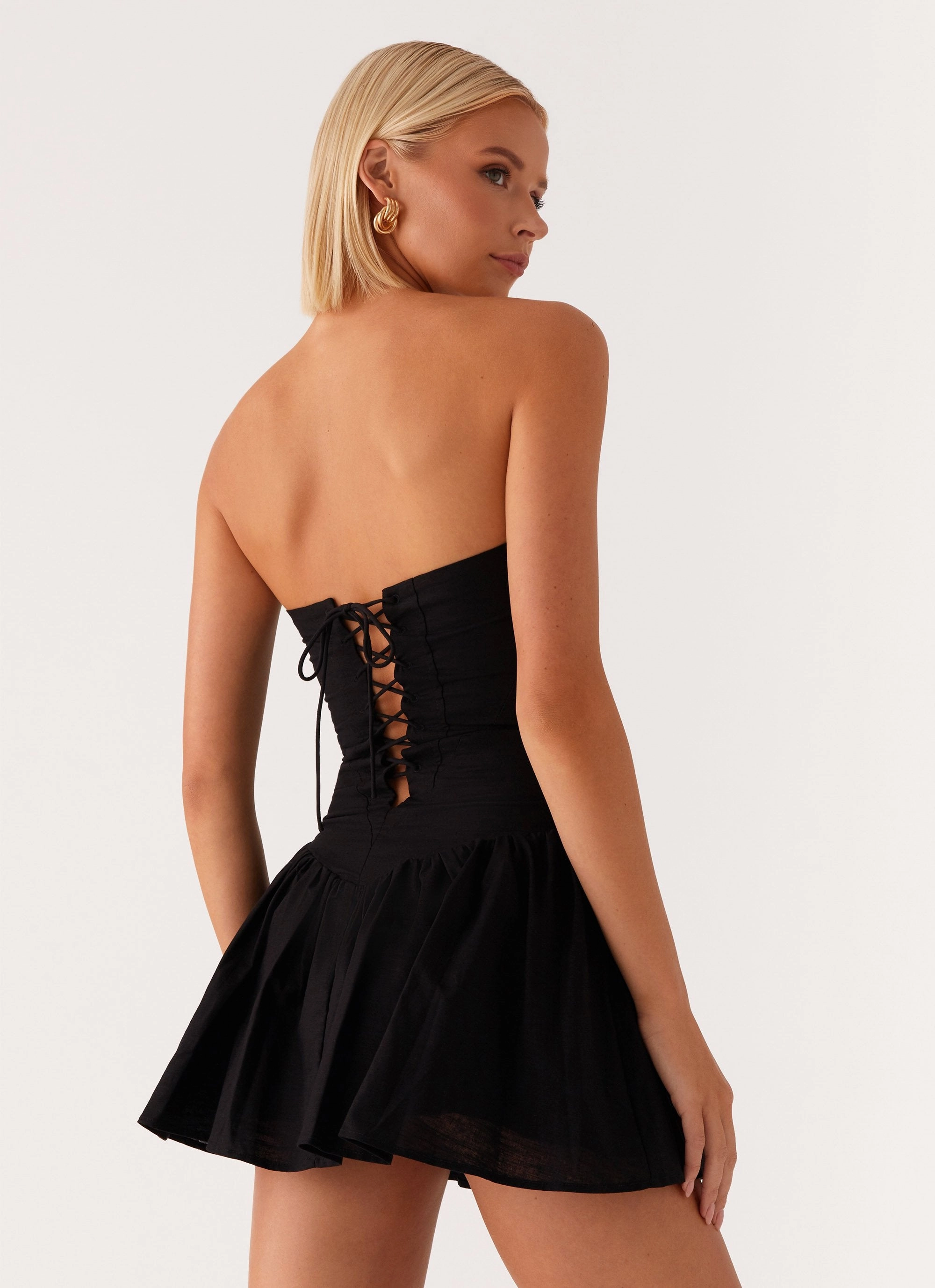Larnie Linen Mini Dress - Black Airy Layer