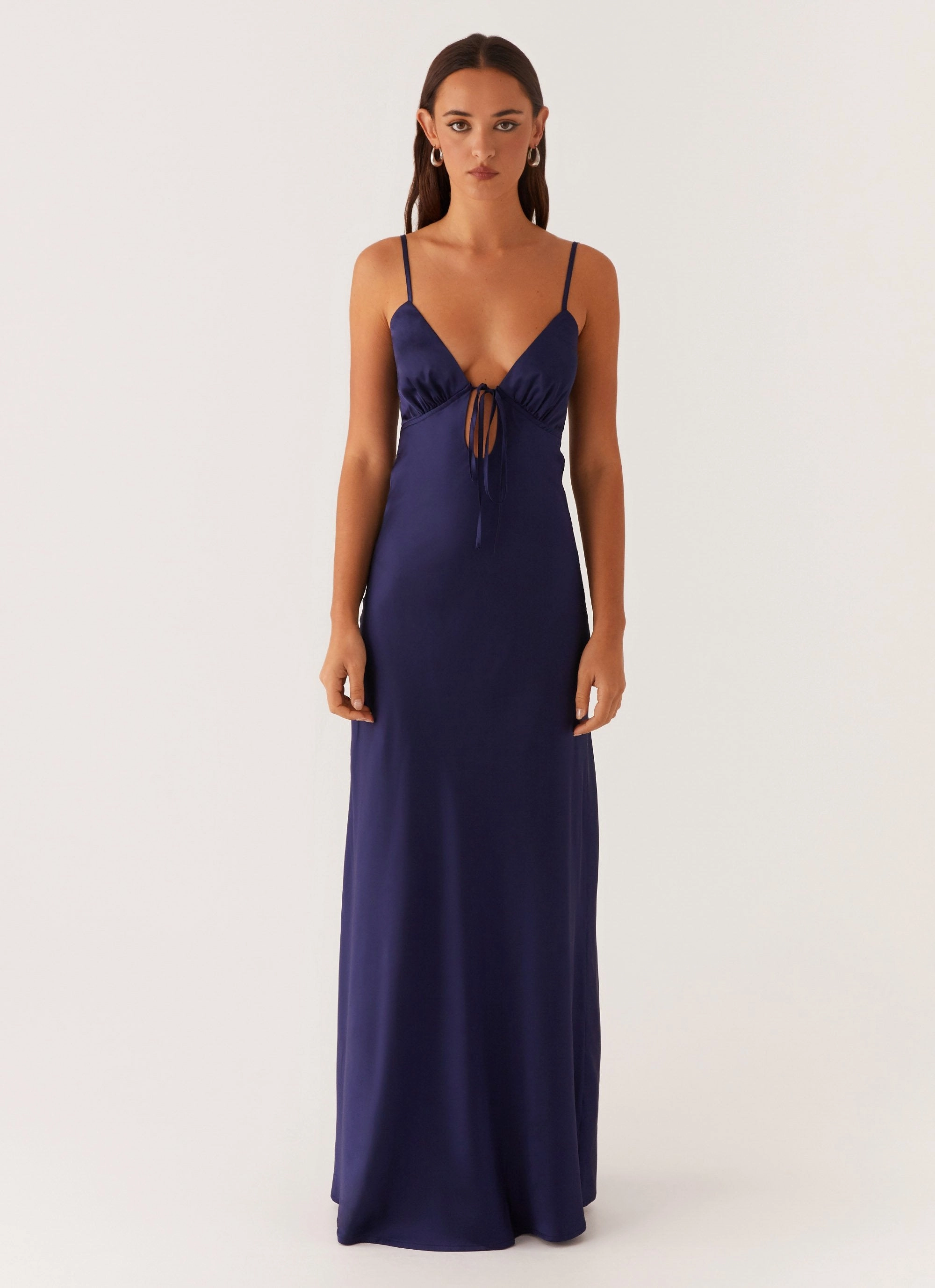 Flora Satin Maxi Dress - Navy Daily Favorite Festival Mood