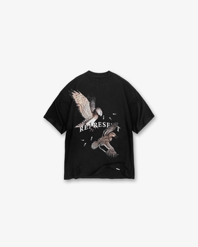 Birds Of Prey T-Shirt - Off Black Heat Transfer Printing