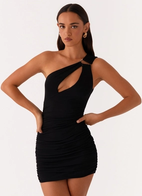 Amanda Mini Dress - Black Light Coral Cozy Energy