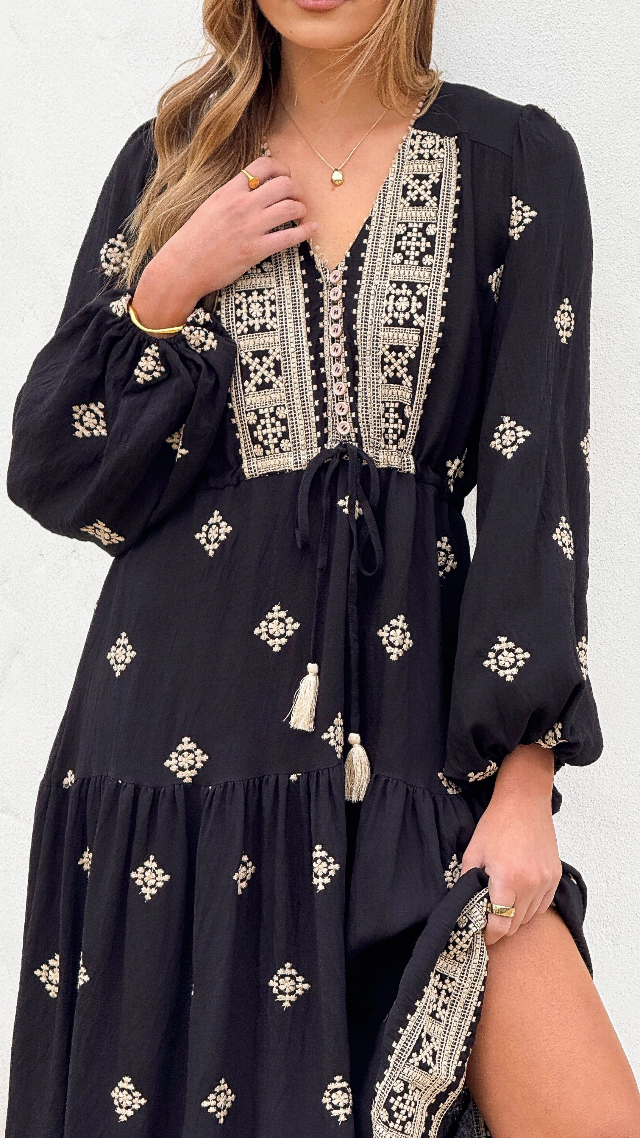 Travel-Style Ellarose Maxi Dress - Black/Beige