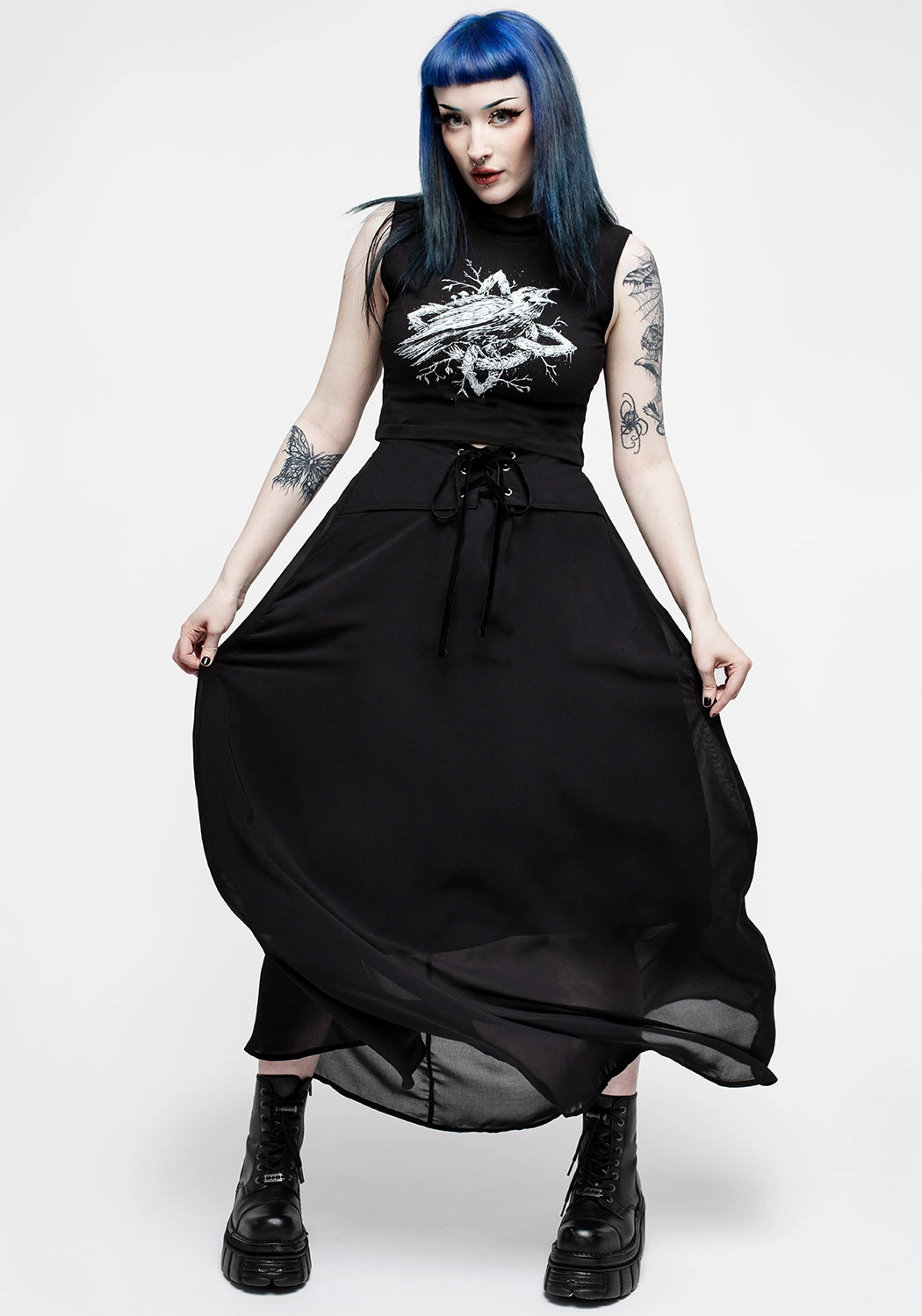 Eris Lace Up Maxi Skirt Crisp Look
