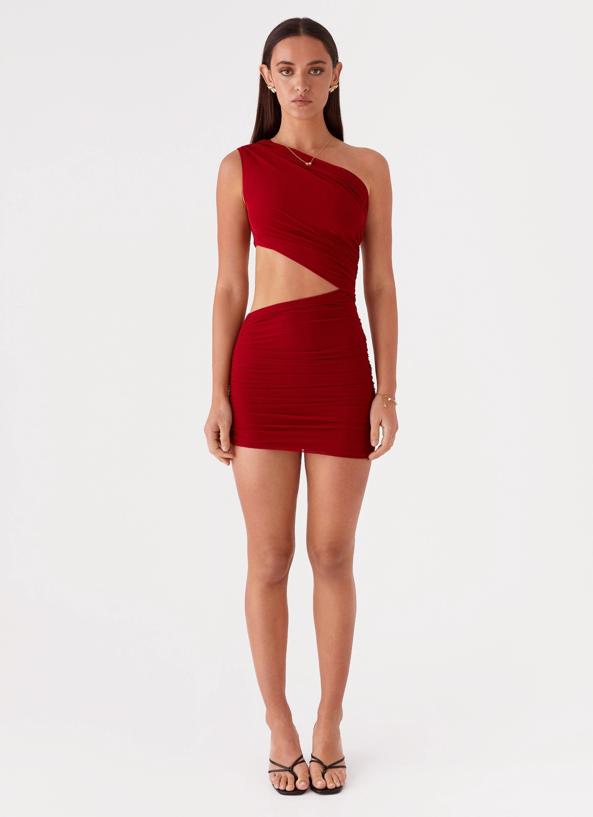 Flutter-Sleeve Addie Mini Dress - Ruby Red