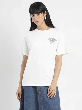 Business Meeting Microfiber texture Madame Graphic Printed Round Neck White Sinker T-Shirt
