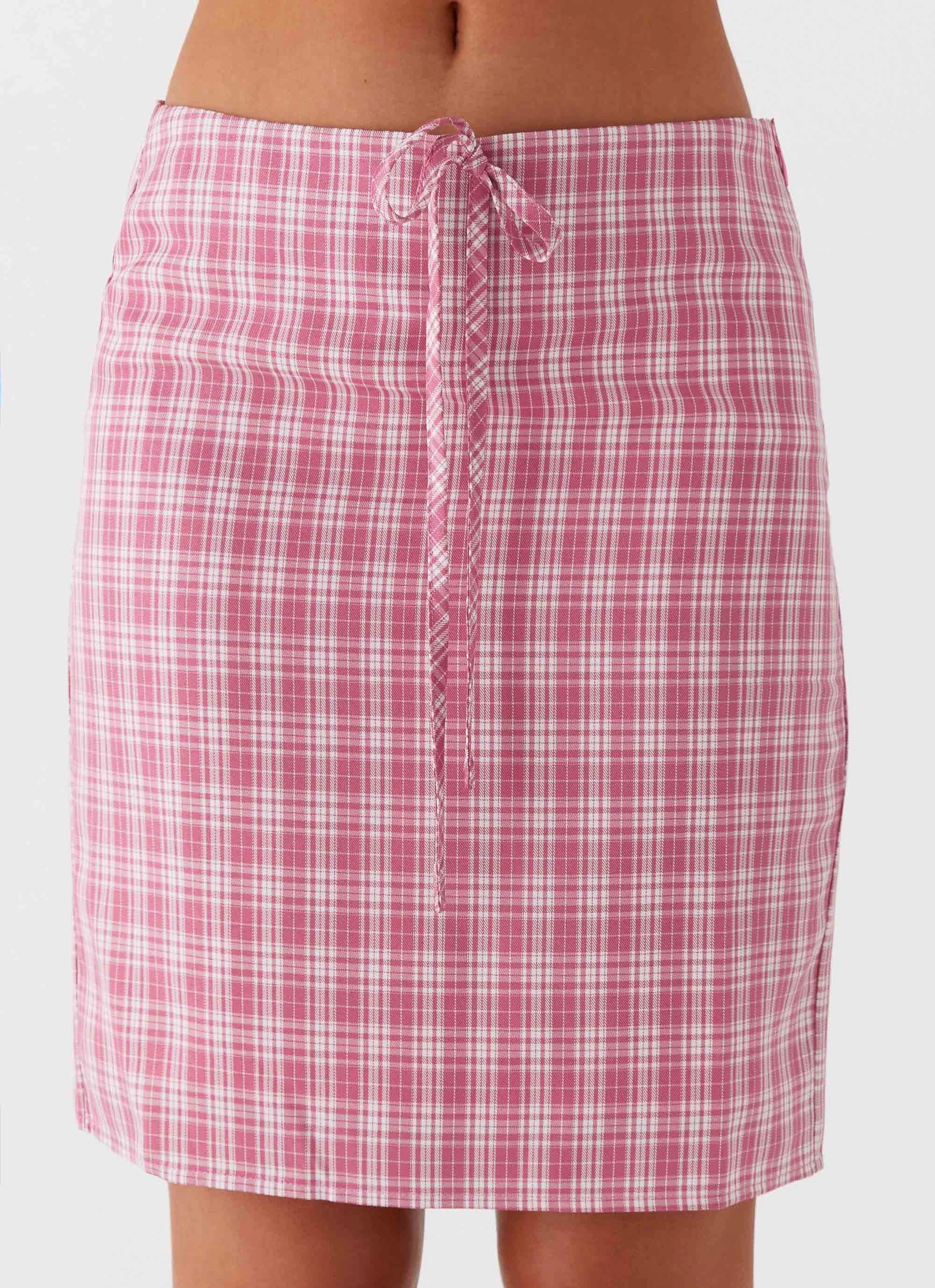 Minimalist fashion Mamita Midi Skirt - Pink Check