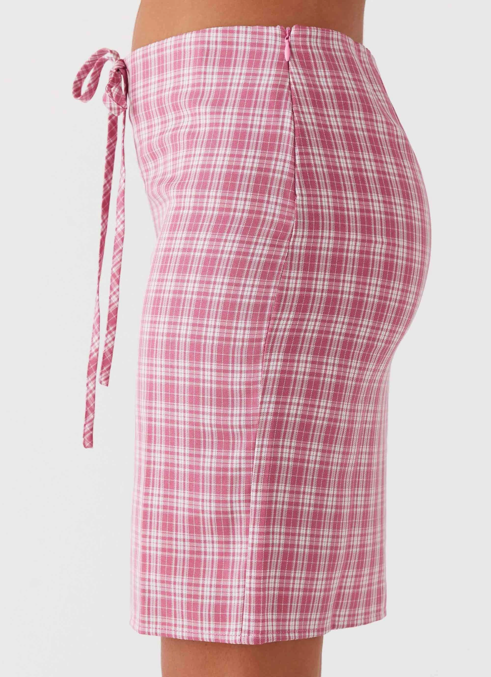 Mamita Midi Skirt - Pink Check Light Motion