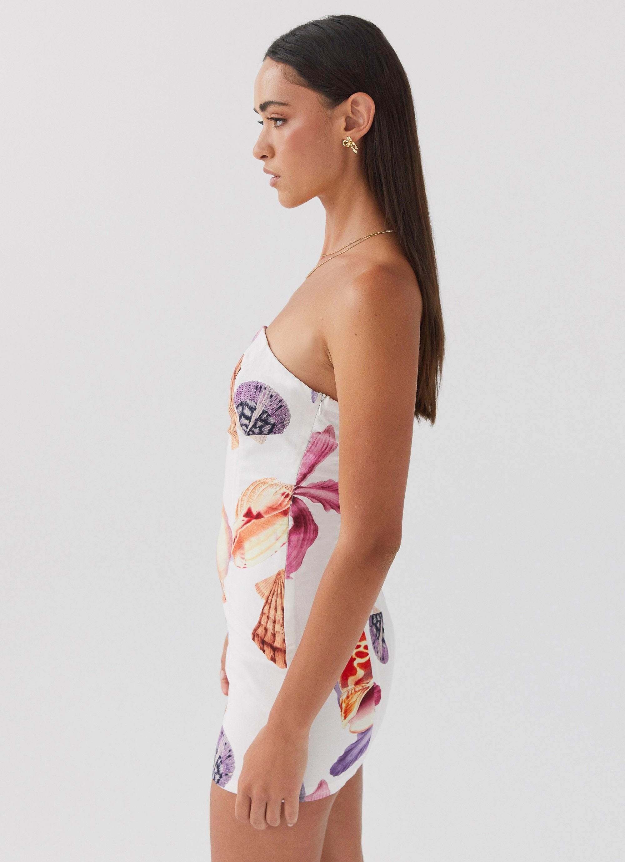 Freya Linen Mini Dress - Seaside Bouquet Texture Blend