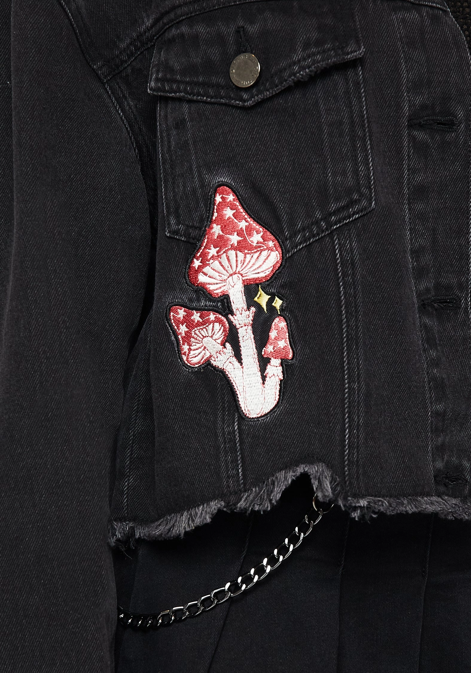 FullCoverageHood Nirah Embroidered Crop Denim Jacket