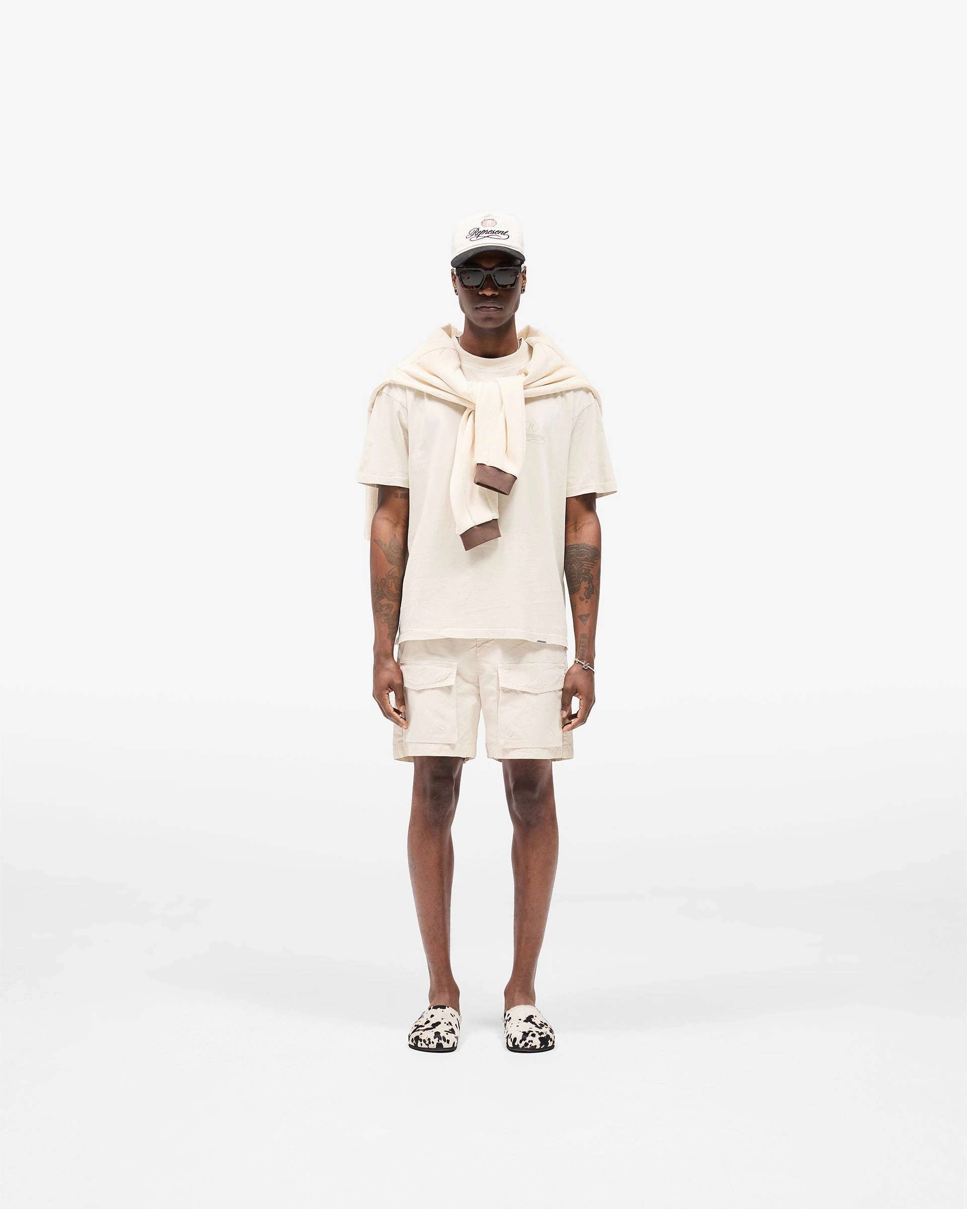 Front Pocket Cargo Short - Champagne Stretch waistband Extended Inseam Options