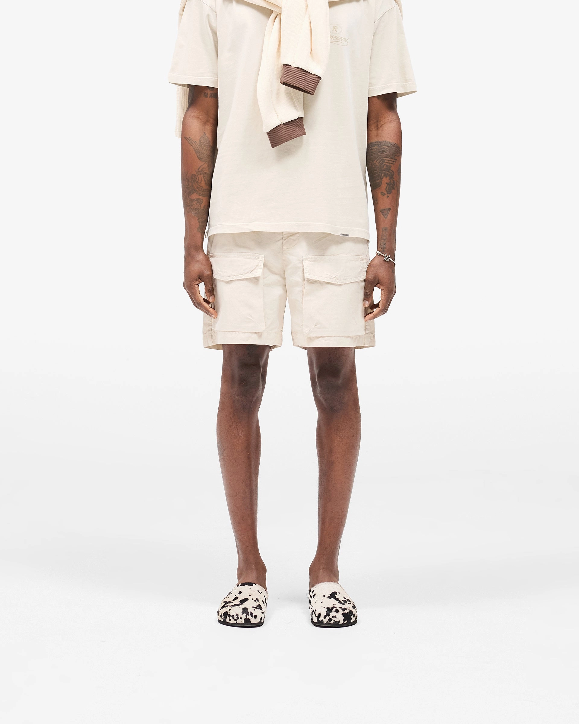 Front Pocket Cargo Short - Champagne comfortable attire Smooth Texture