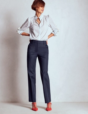 Full Length Canonbury Trousers-Navy DoubleLayeredHem