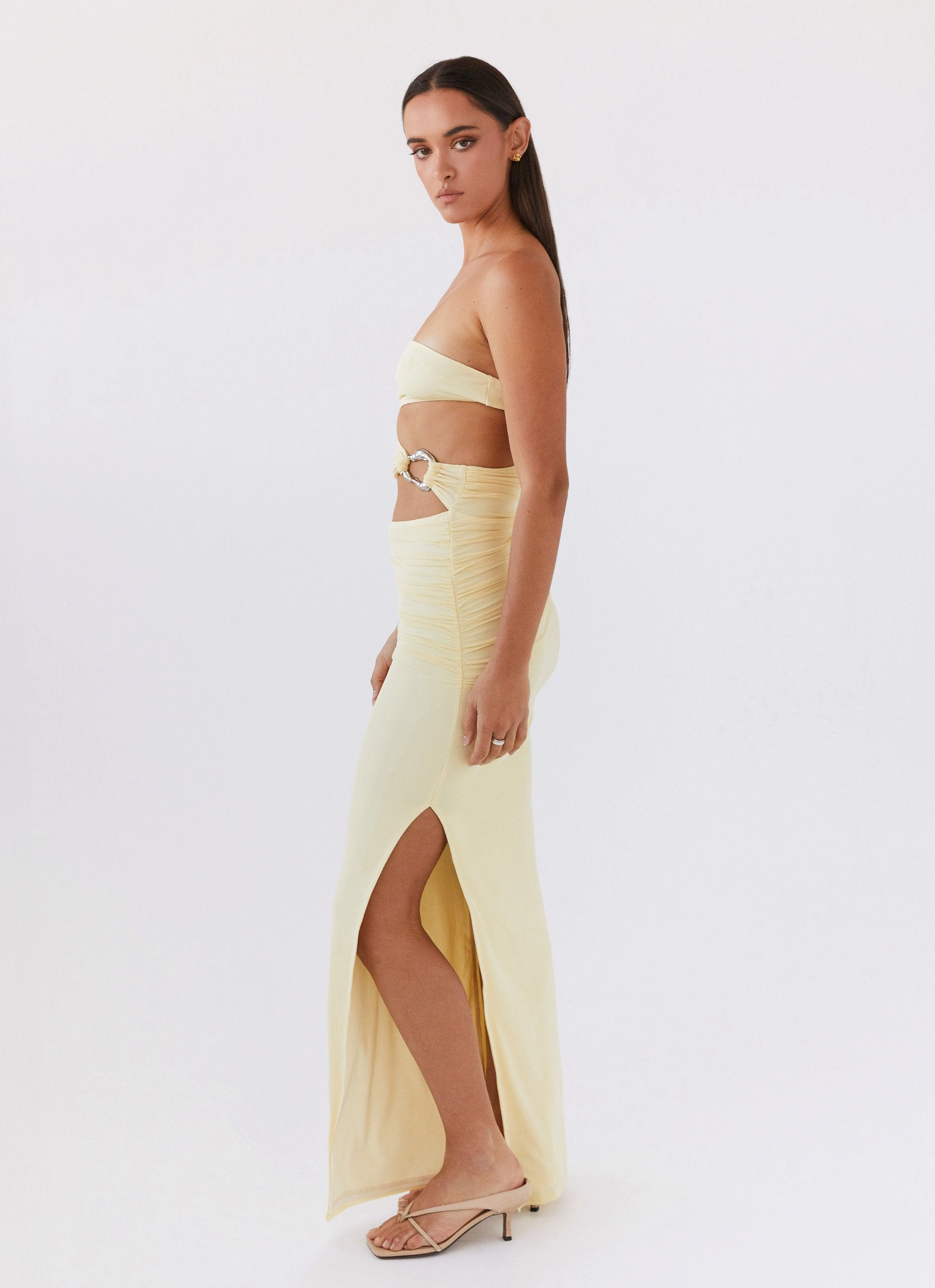 Urban Edge Into Pieces Mesh Maxi Dress - Lemon