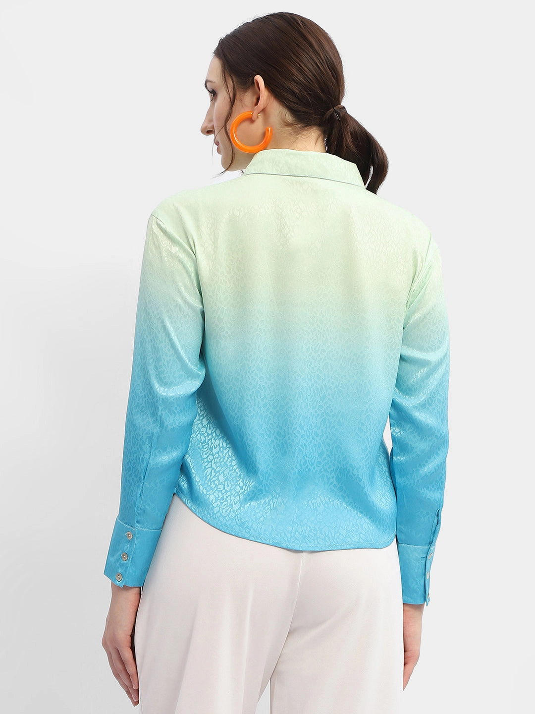 Versatile Layer Madame Green And Blue Ombre Shirt