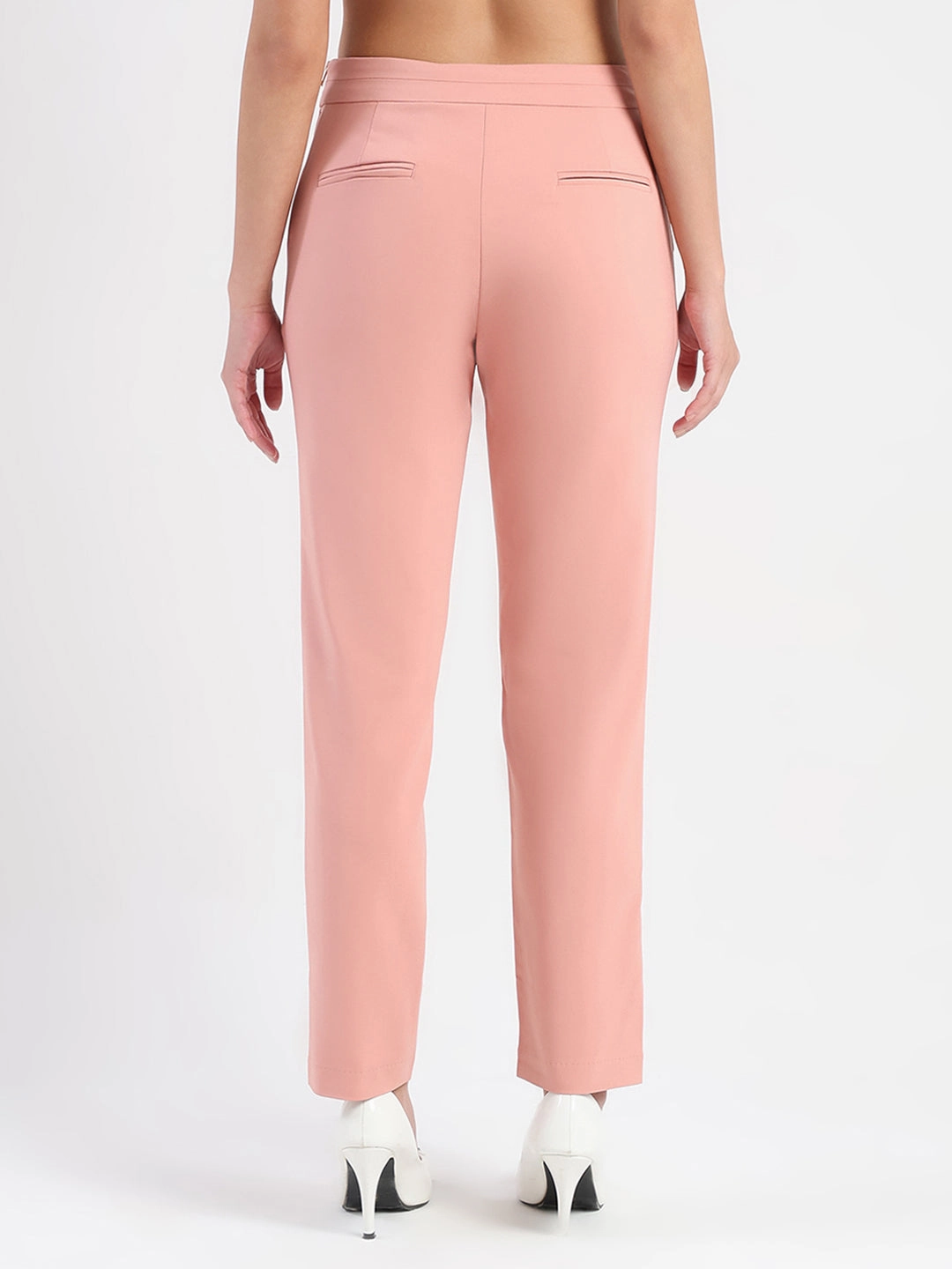 Essential Waist Madame High-Waist Cotton Blend Pink Trousers