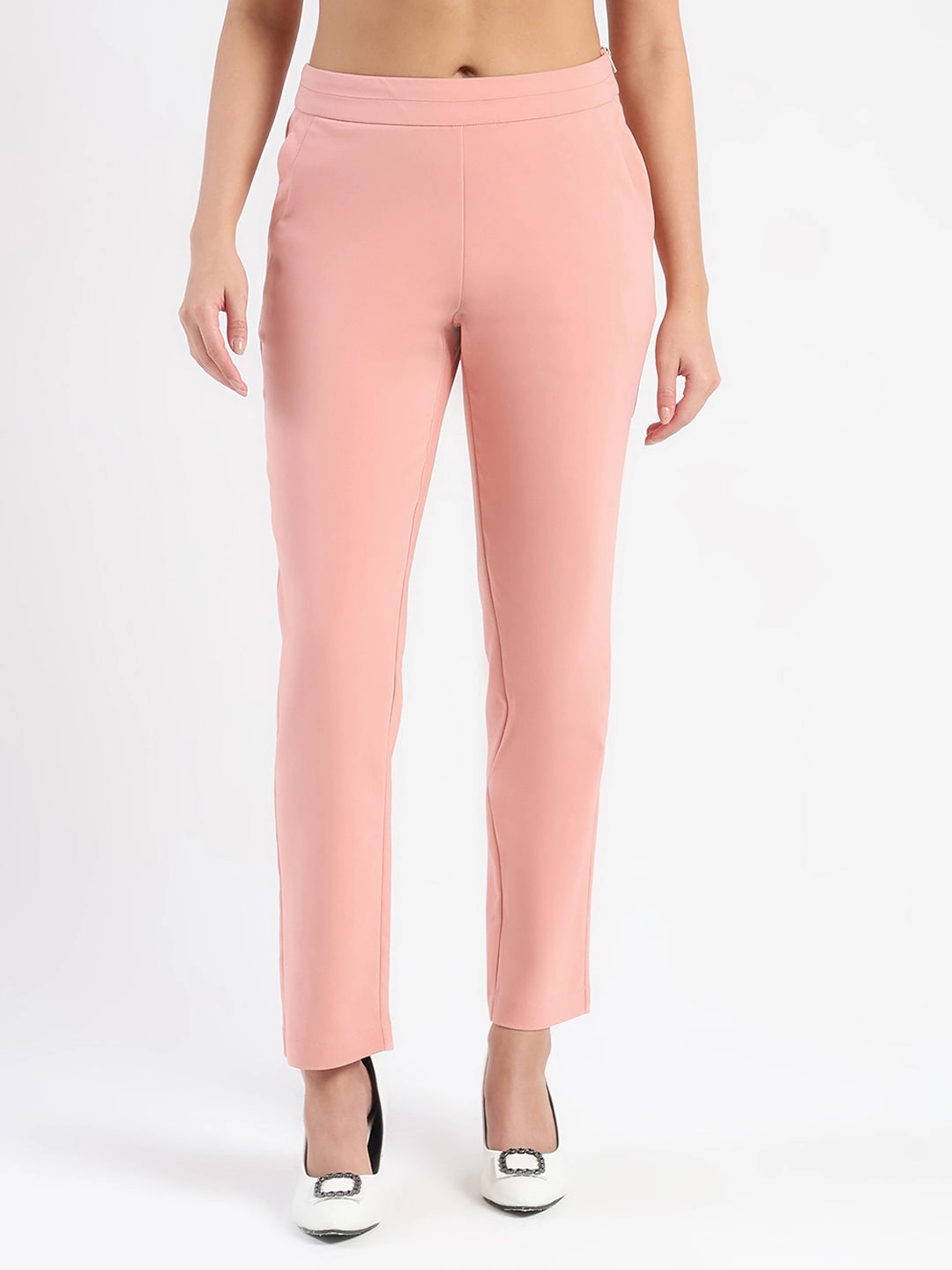 Timeless Fit Madame High-Waist Cotton Blend Pink Trousers