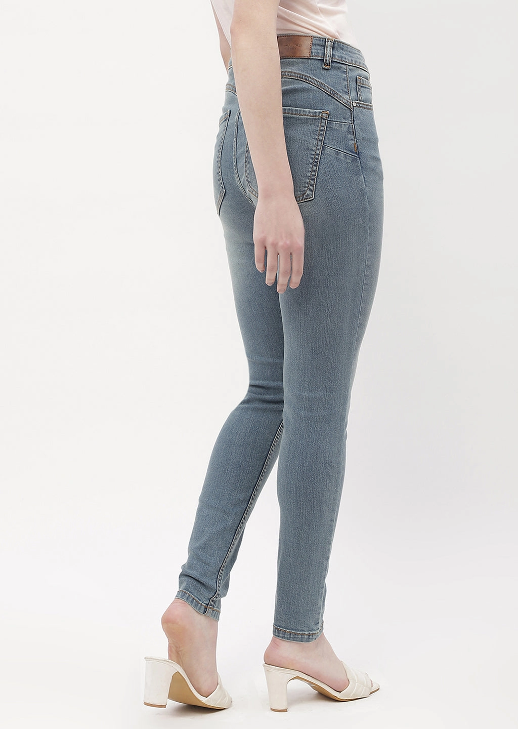 Madame Mid Rise Mid Blue Skinny Fit Jeans Casual Luxury Winter Warmth