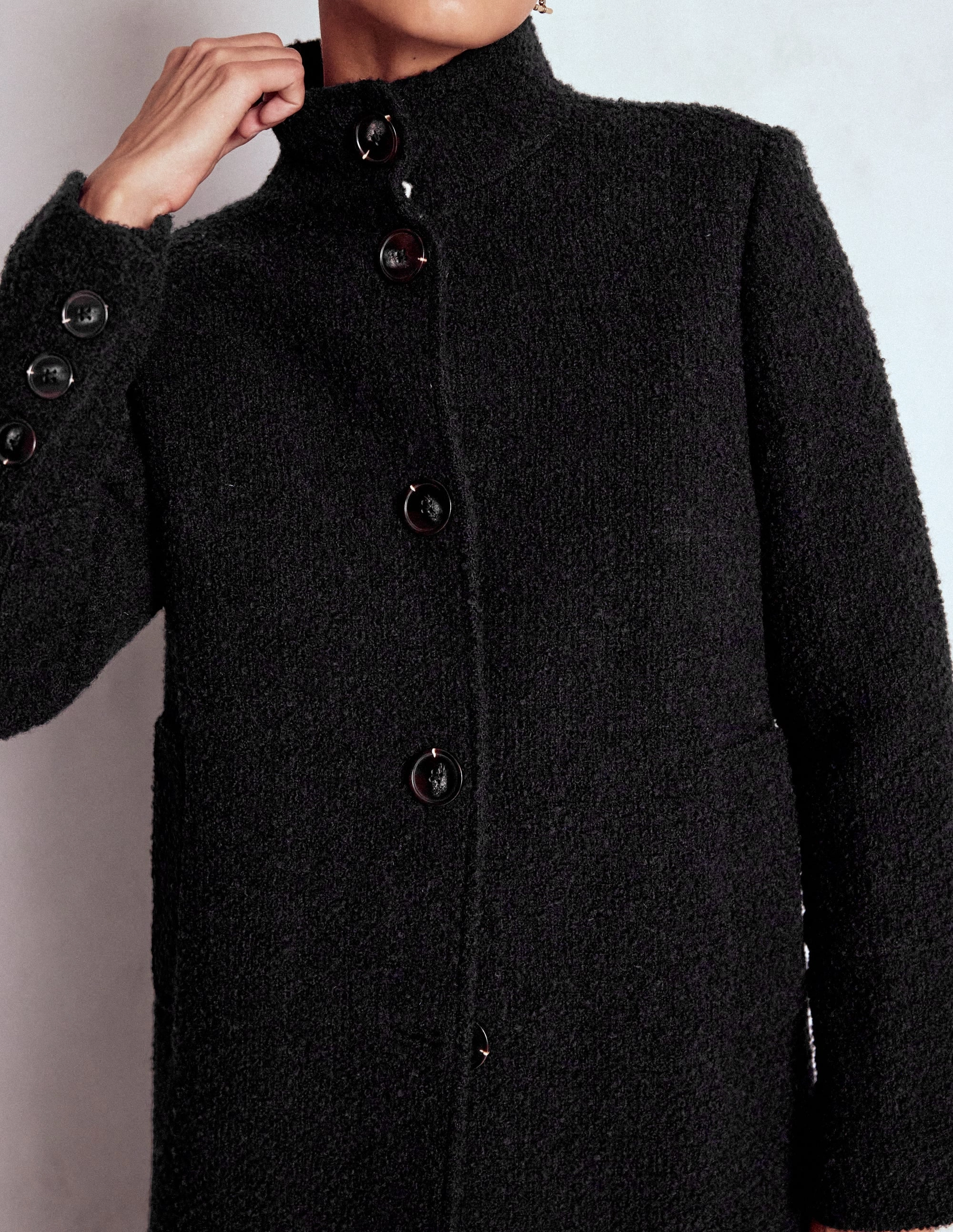 Funnel Neck Coat-Black AntiStatic Inner Layer