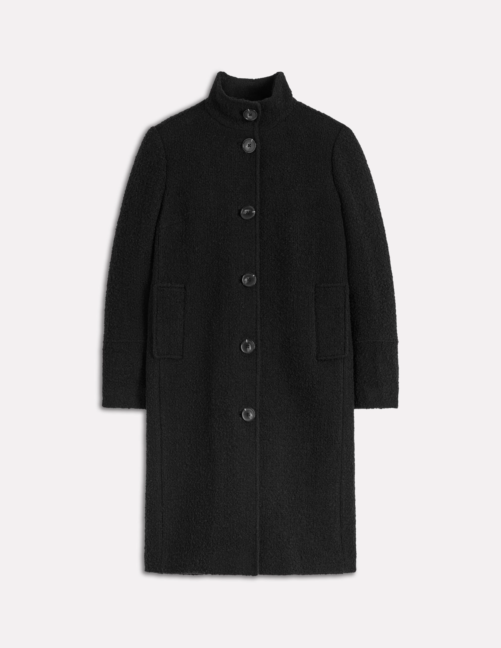 Active Daily Wear Laser Cut Vents Funnel Neck Coat-Black
