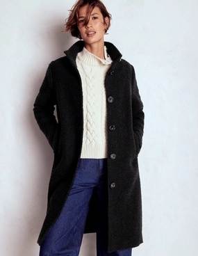 Funnel Neck Coat-Black InterchangeablePanels Reinforced Edging
