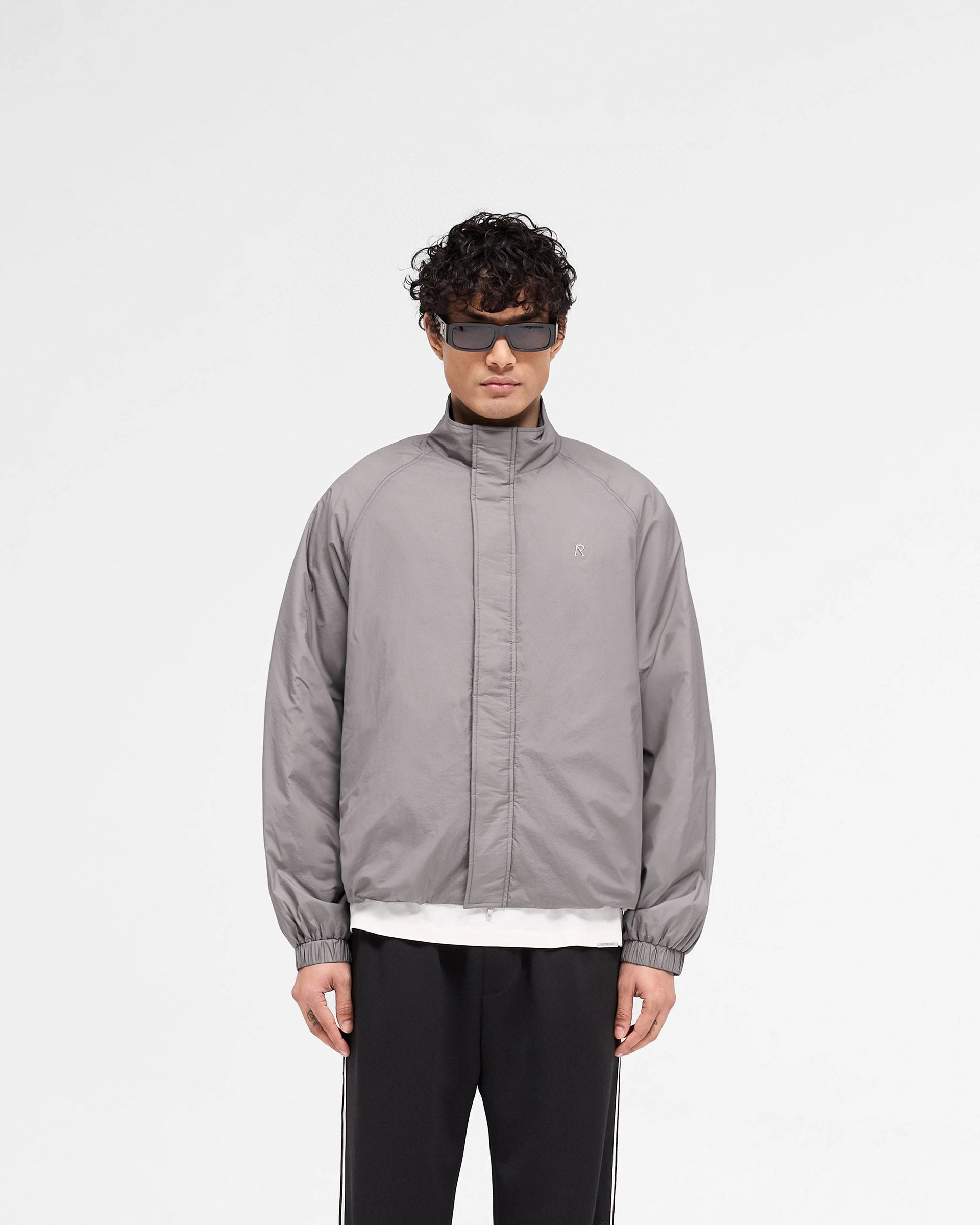 Funnel Neck Jacket - Stone Cozy Design Abrasion Resistant Panels