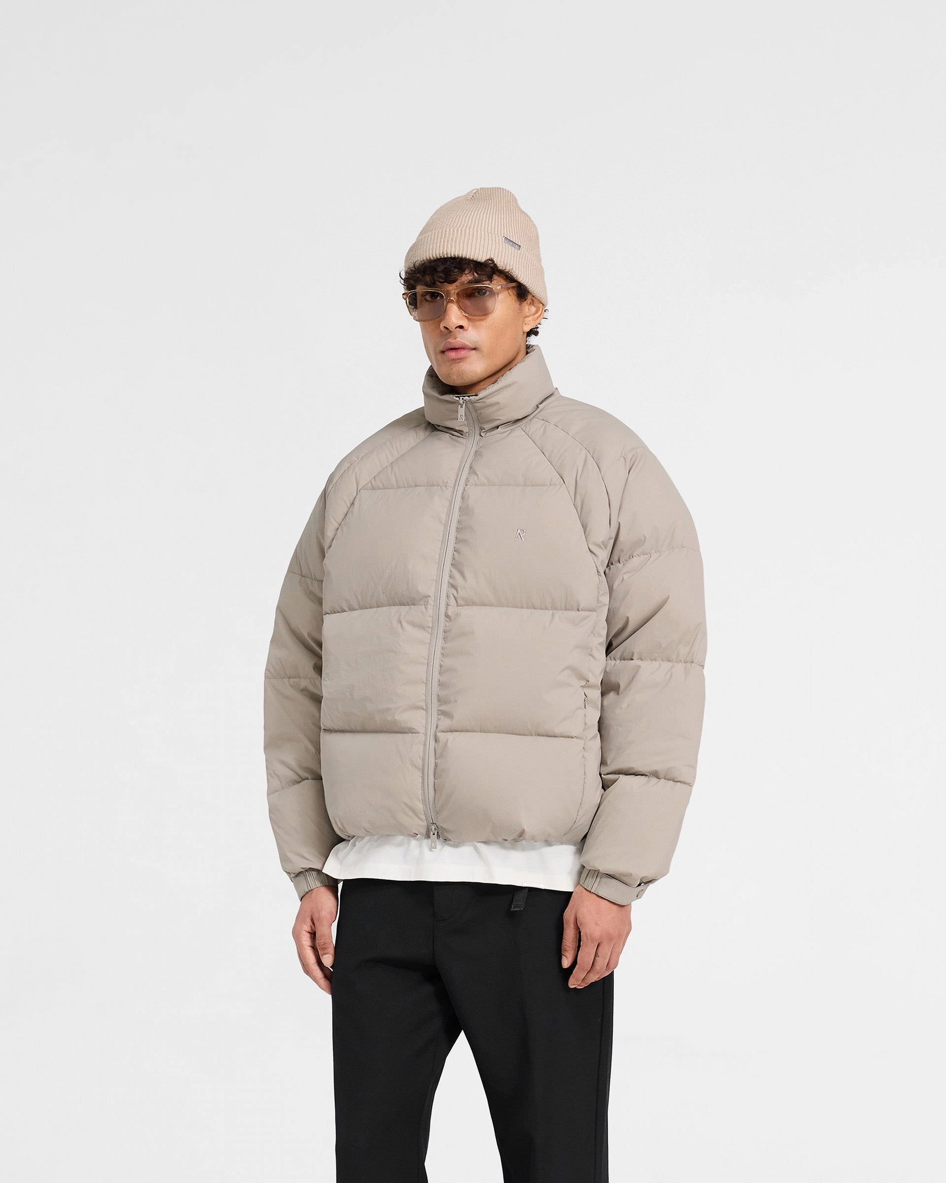 High Collar Options Frictionless Lining Funnel Neck Puffer - Dune