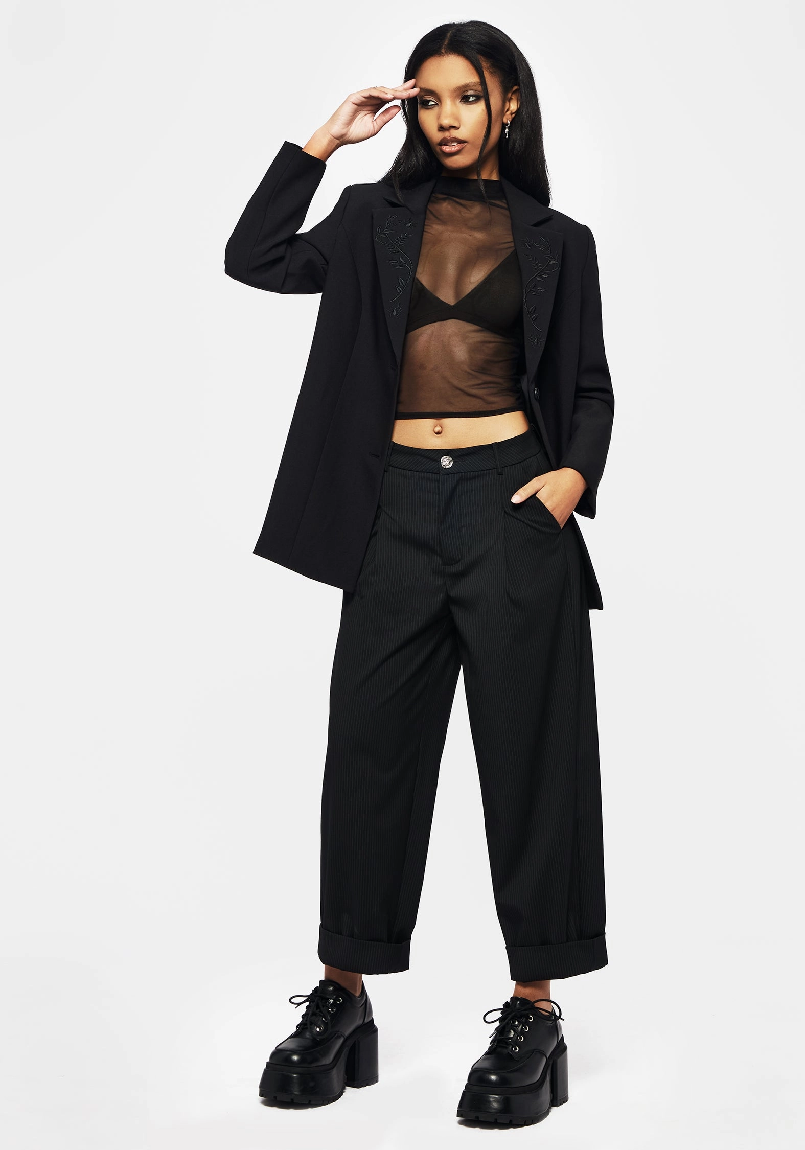 Funnelweb Embroidered Relaxed Blazer Multi Pocket Layout