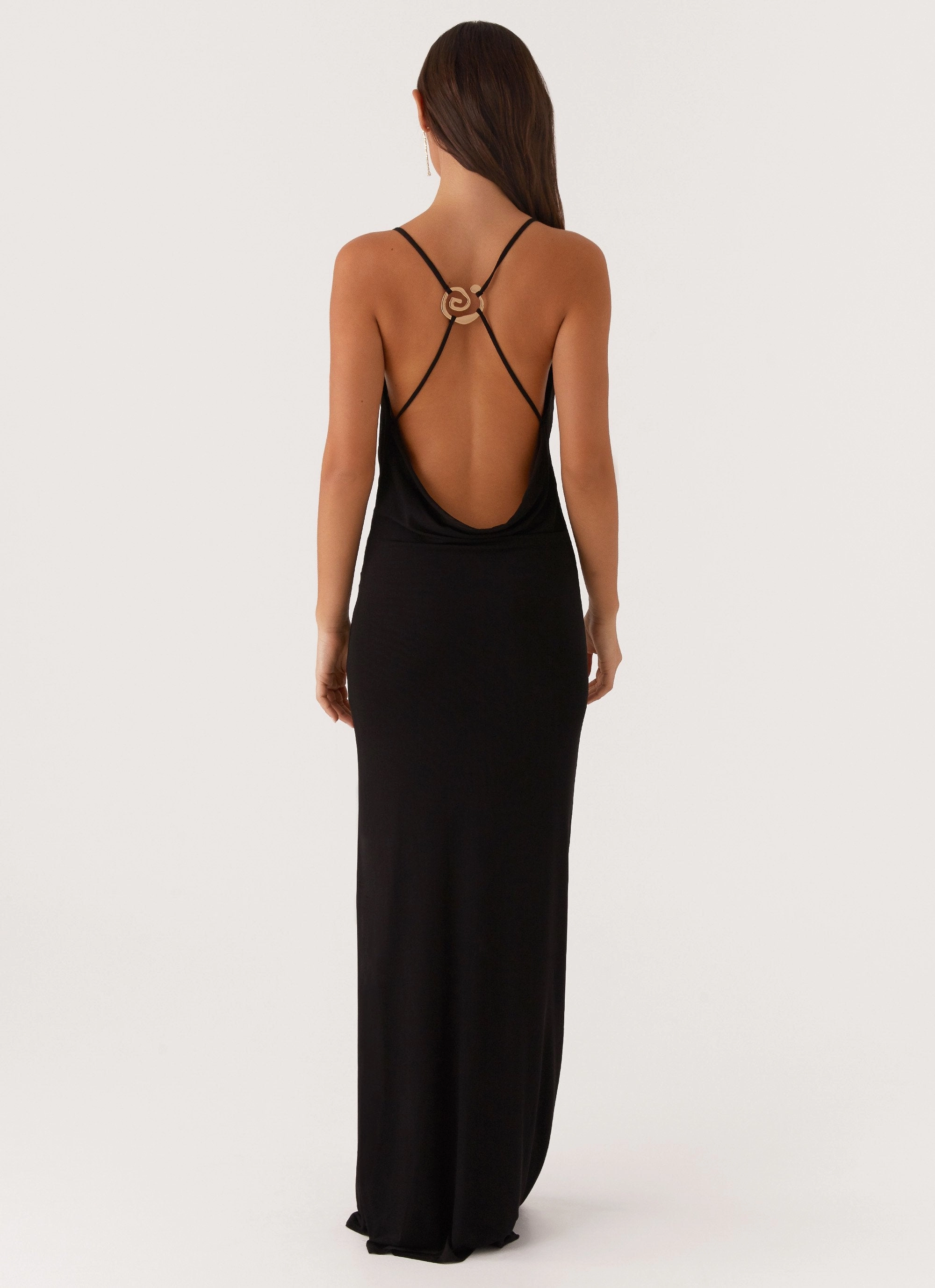 Fringe-Detail Minimal Harmony Game Player Maxi Dress - Black