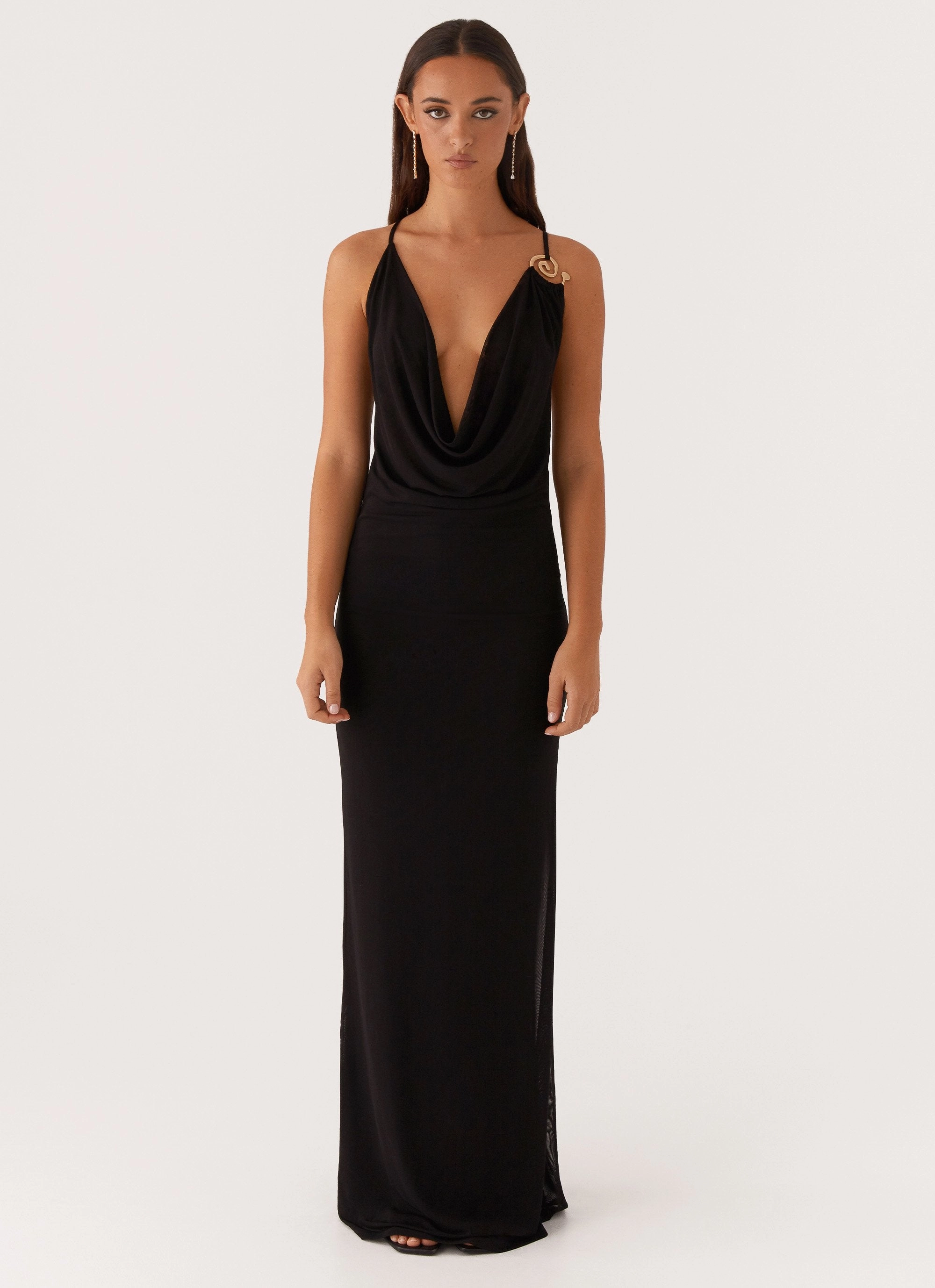 Game Player Maxi Dress - Black countryside Sleek Appearance