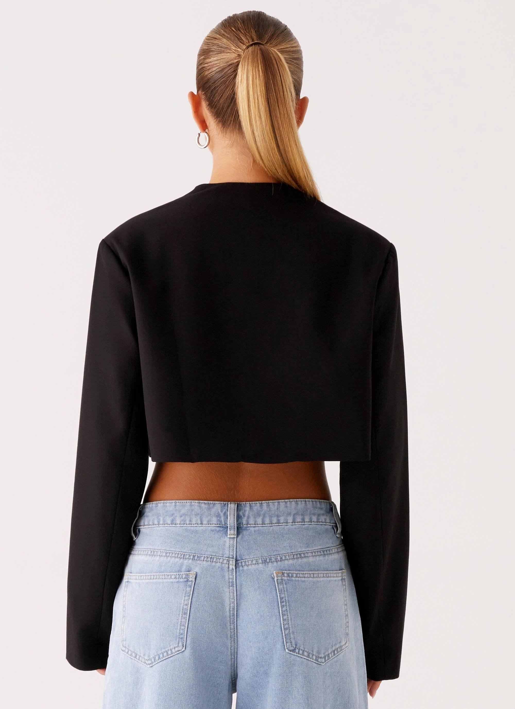 Enhanced Edge Binding NonChafing Seam Placement Giana Cropped Blazer - Black